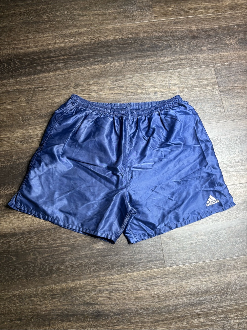Vtg 2000 Adidas Genoa Blue Satin Nylon Athletic Soccer Running Shorts Size L